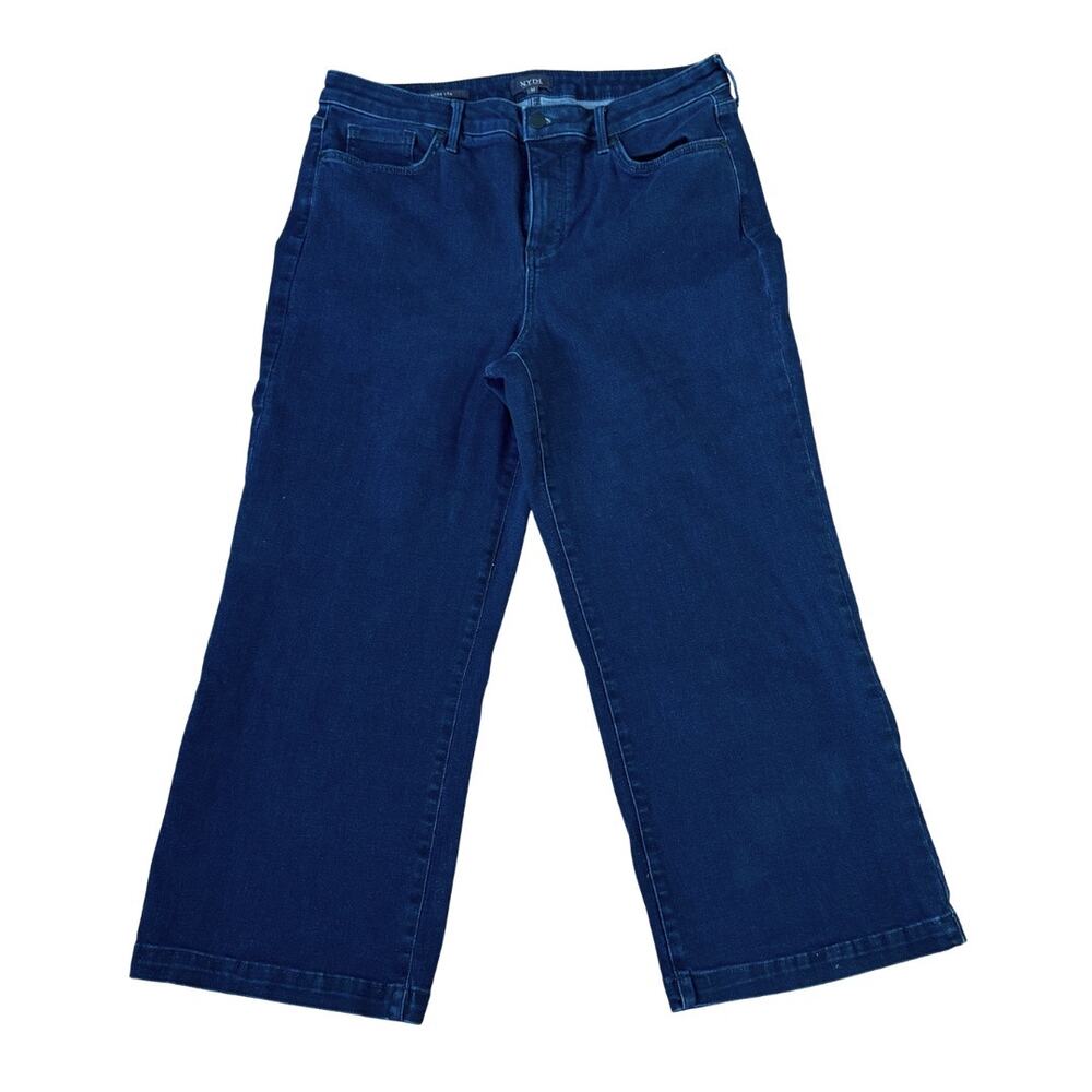 NYDJ Wide Leg Ankle Blue Jeans Women’s 12 Lift Tuck Stretch Denim Dark Wash